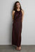 Sleeveless midi satin dress in wine — main image