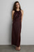 Sleeveless midi satin dress in wine — main image