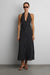 Polka dot v-neck maxi dress in black white polka dot — main image