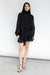 Mockneck long sleeve sheer ruffled mini dress in black — main image