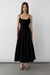 Shirred cotton poplin midi dress in black — main image