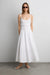 Shirred cotton poplin midi dress in white — main image
