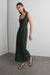 Cowlneck chiffon midi dress in deep forest — main image