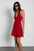 Knit halter neck mini dress in red — main image