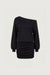 Wide neckline cotton terry mini dress in black — main image
