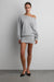 Wide neckline cotton terry mini dress in medium heather grey — main image