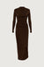 Ruched waist maxi jersey dress in brown — main image