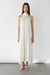 Pleated halter maxi dress in cream — main image