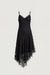 Asymmetrical lace cami slip dress in black — main image