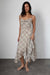 Plaid ruched slip dress in beige plaid — main image