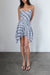 Ruched plaid mini dress in gray plaid — main image