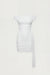Mesh off-shoulder draped mini dress in white — main image