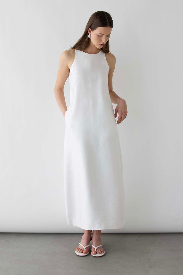 MAXI SLIP DRESS in White — alternate angle