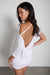 Off shoulder open back mini dress in ivory — main image