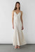 Embroidered lace satin slip dress in champagne — main image