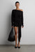 Off-shoulder draped mini dress in black — main image