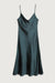 Cowl neck slip dress in deep spruce — main image