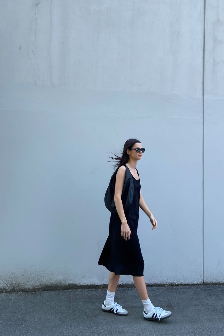 TANK MIDI DRESS WITH POCKETS in Black — alternate angle