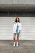 Ponte knit mini dress in reef water — main image