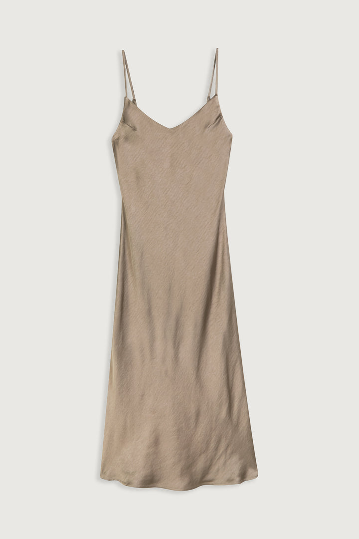 MIDI SLIP DRESS in Taupe — alternate angle
