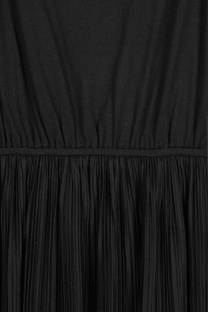 PLEATED MIDI DRESS in Black — alternate angle