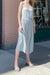 Pleated midi dress in misty blue — main image