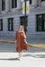Square neck midi dress in tobacco — main image