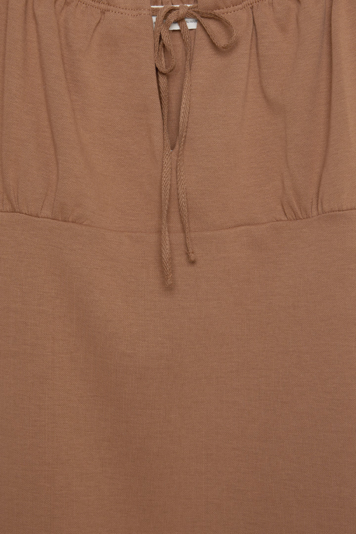 SQUARE NECK MINI DRESS in Argan Oil — alternate angle