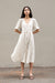 Button front midi dress in beige — main image