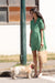 Floral button front dress in green — main image