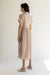 Gingham wrap dress in beige — main image