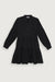 Collared button front tiered dress in black — main image