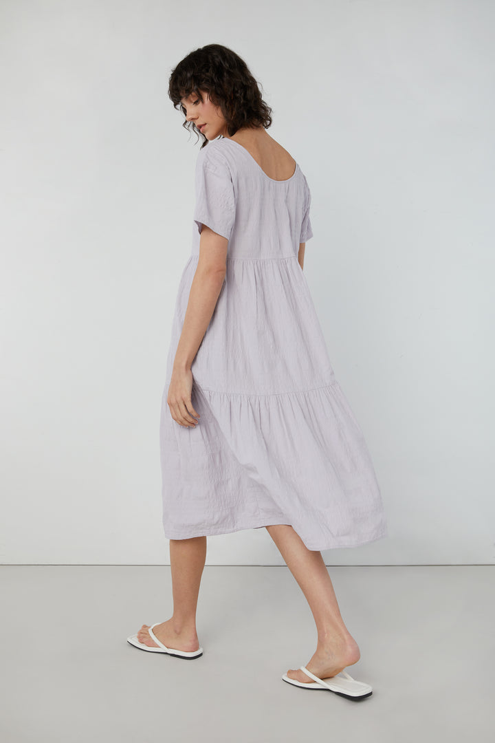 TIERED MIDI DRESS in Lavender Blue — alternate angle