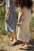 Textured v-neck long dress in seedpearl — main image
