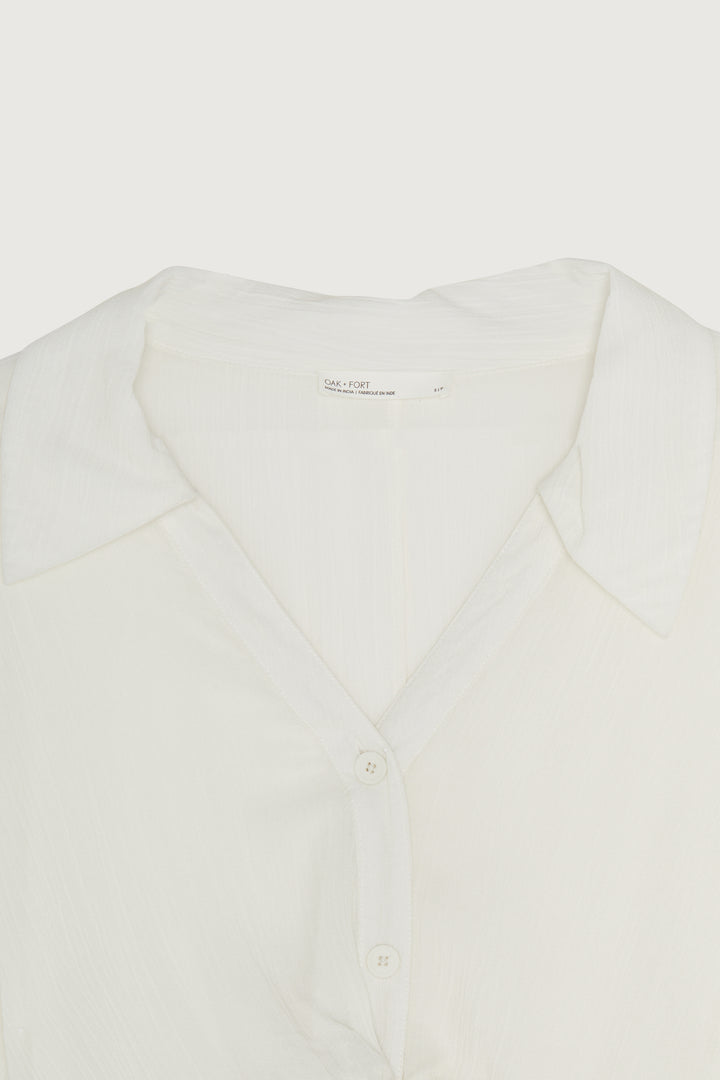 KNOT FRONT SHIRT DRESS in Cream — alternate angle