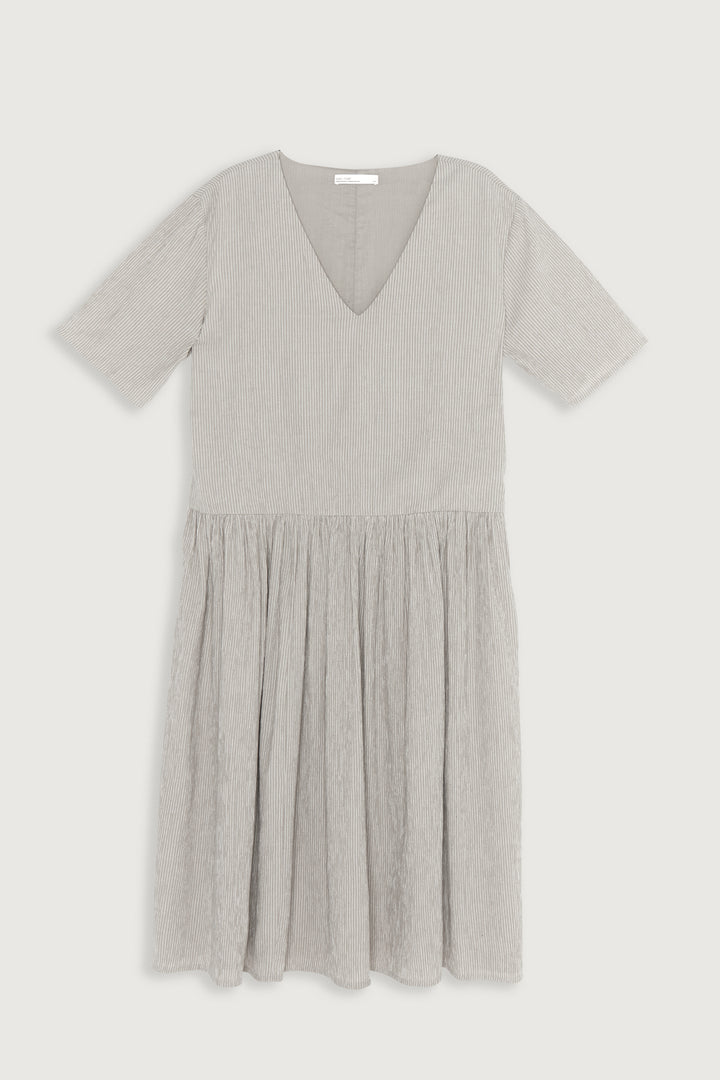 STRIPED SEERSUCKER FLOWY DRESS in Rock Stripe — alternate angle