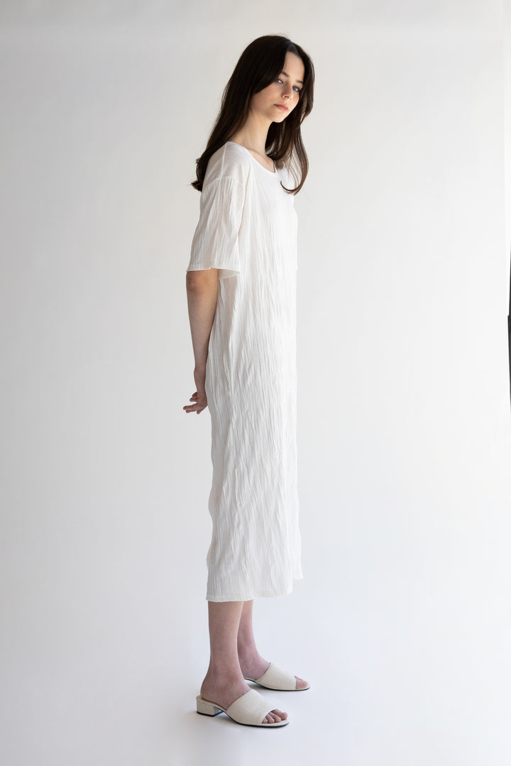 SEERSUCKER DRESS in Cream — alternate angle