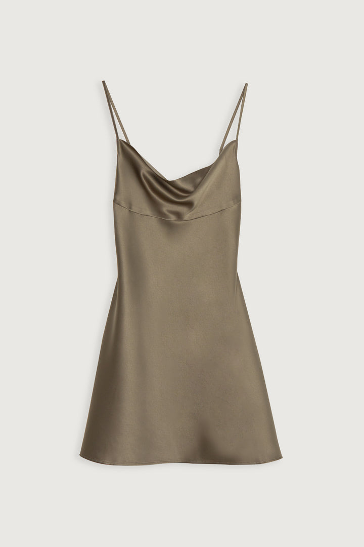 SHORT SLIP DRESS in Taupe — alternate angle