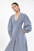 Gingham seersucker wrap dress in estate blue gingham — main image