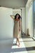 Square neck midi dress in beige — main image