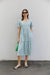 Plaid tiered midi dress in blue glow plaid — main image