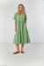 Plaid tiered midi dress in peppermint plaid — main image