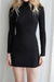Fitted turtleneck dress in black — main image