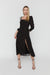 Floral midi dress in black garden print — main image