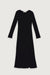 High front slit midi dress in black — main image