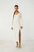 High front slit midi dress in cream — main image
