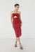 Cutout midi dress with halter ties in garnet — main image