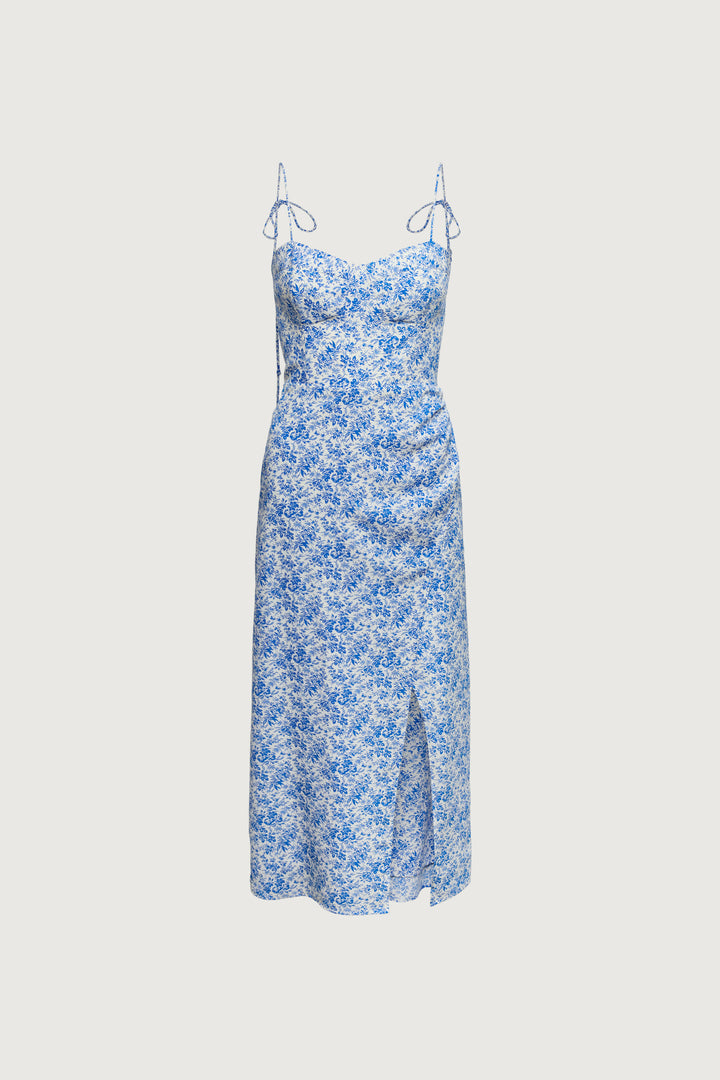 FLORAL MIDI DRESS in Skydiver Floral — alternate angle