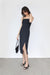 Square neckline midi dress in black — main image