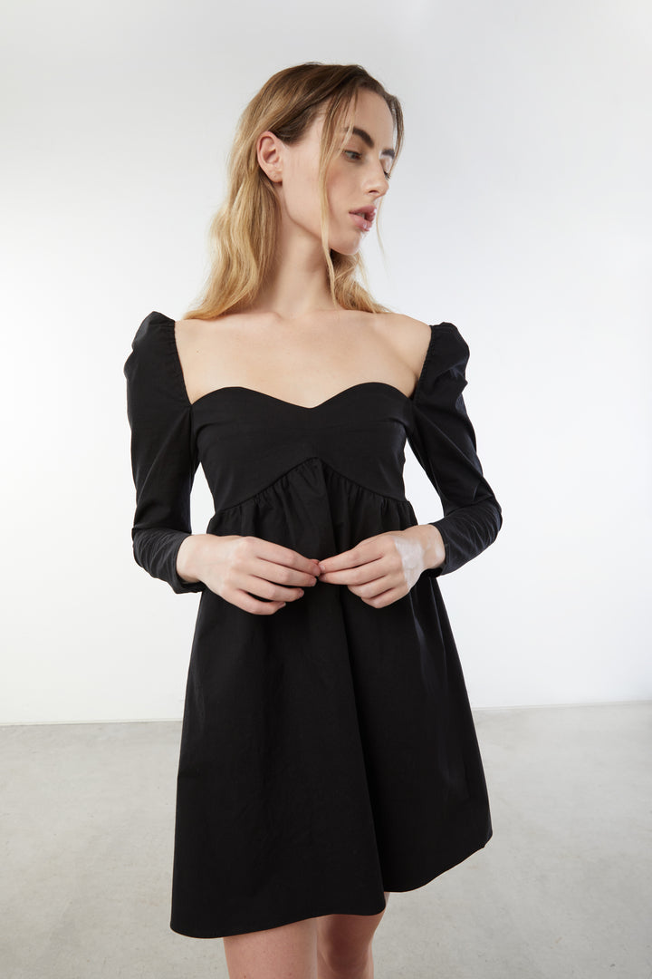 SWEETHEART BABY DOLL DRESS in Black — alternate angle
